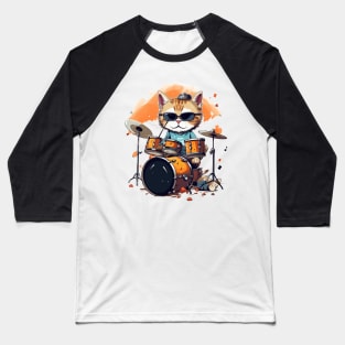 Cool Cat play on Drums Baseball T-Shirt